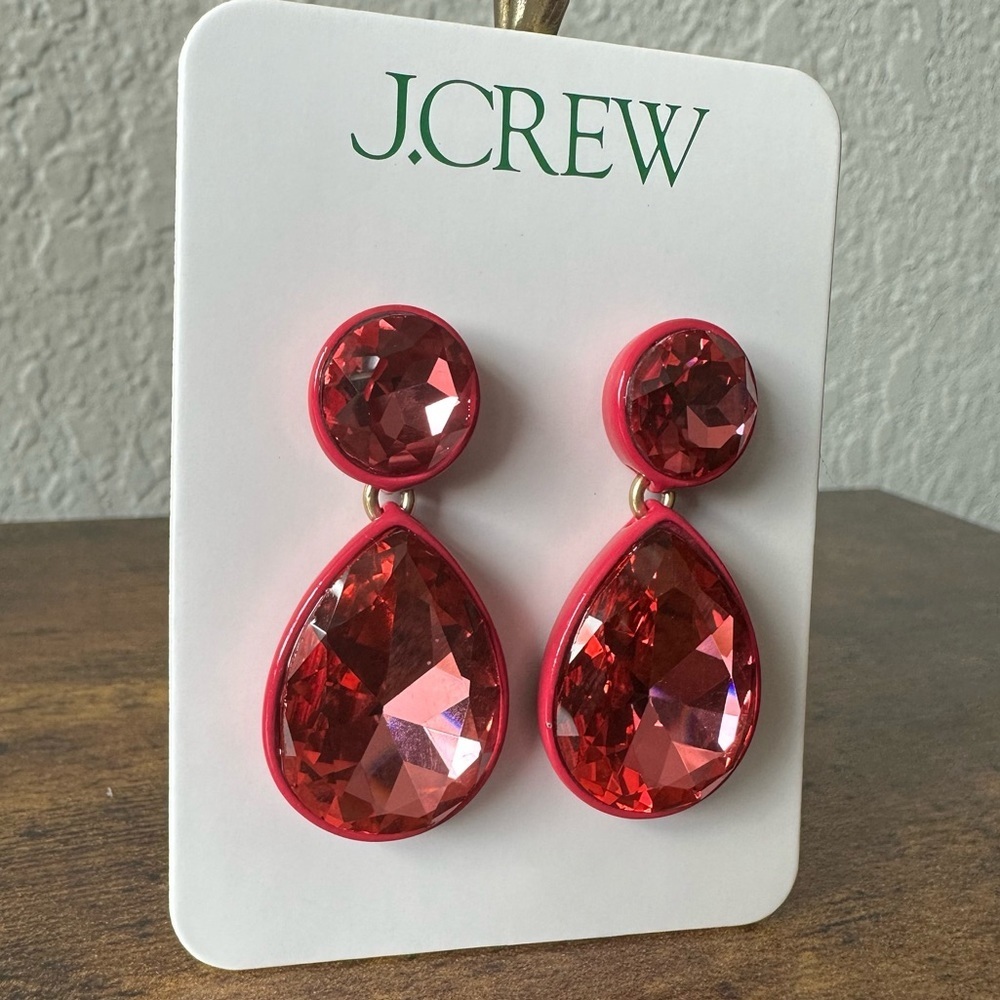 New with tags J.CREW Pink Sparkly teardrop earrings ✨ - Picture 5 of 7